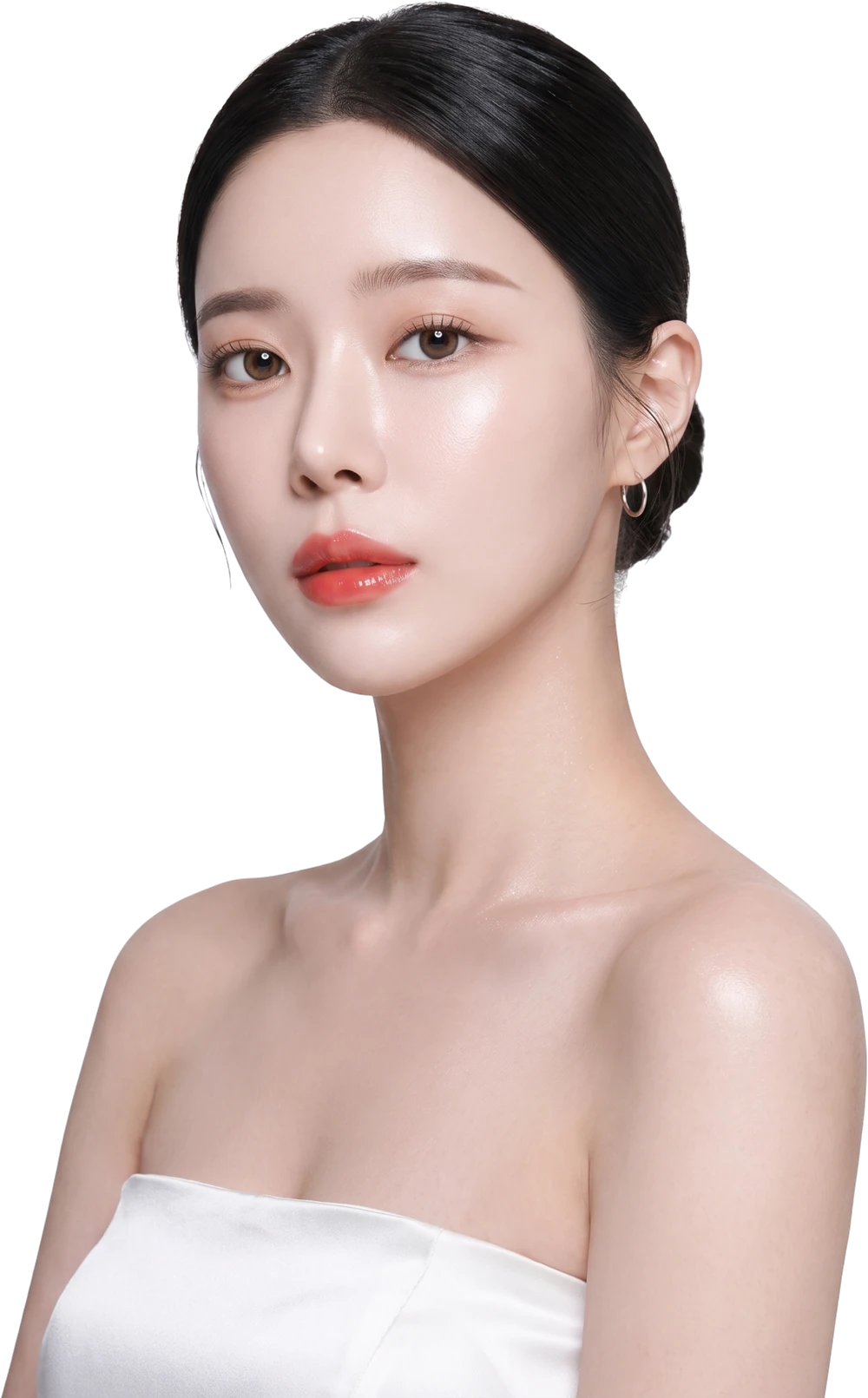 단정한 눈매의 여성 상반신 컨셉 이미지