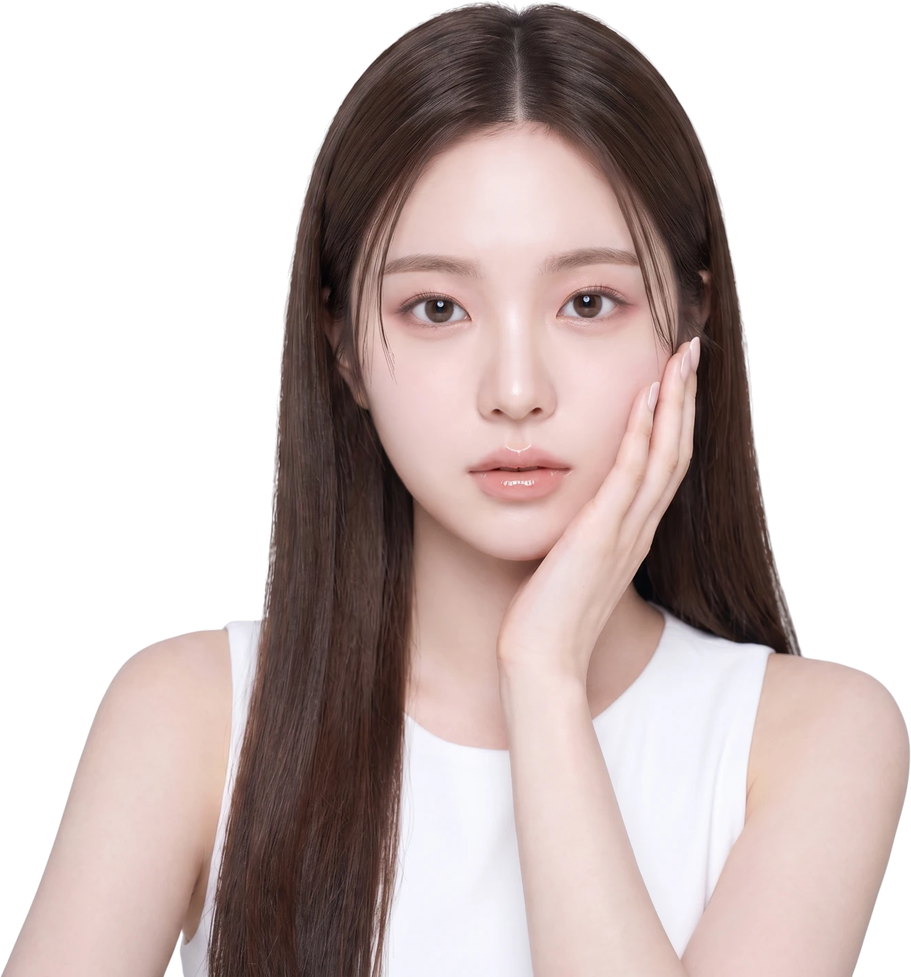 단정한 눈매의 여성 상반신 컨셉 이미지
