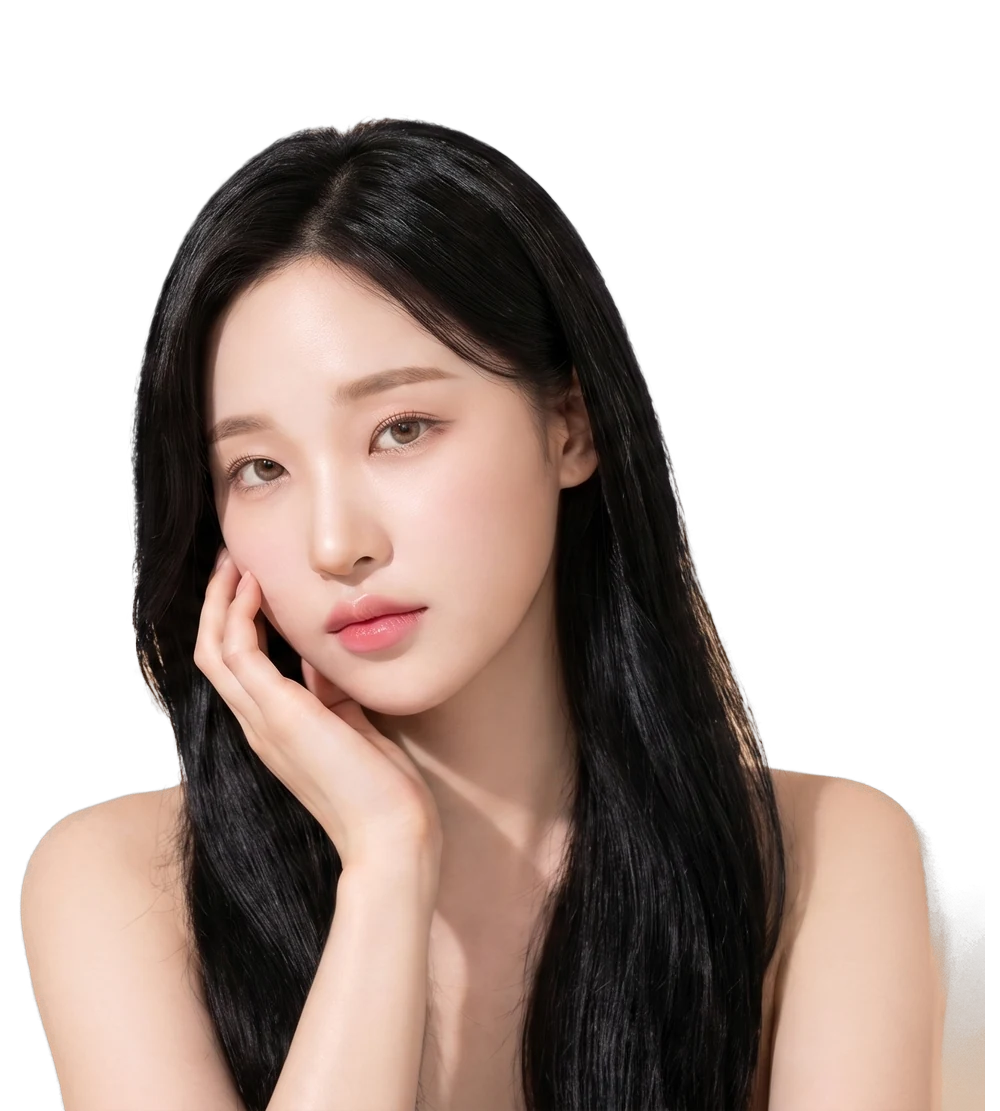 단정한 턱선의 여성 상반신 컨셉 이미지