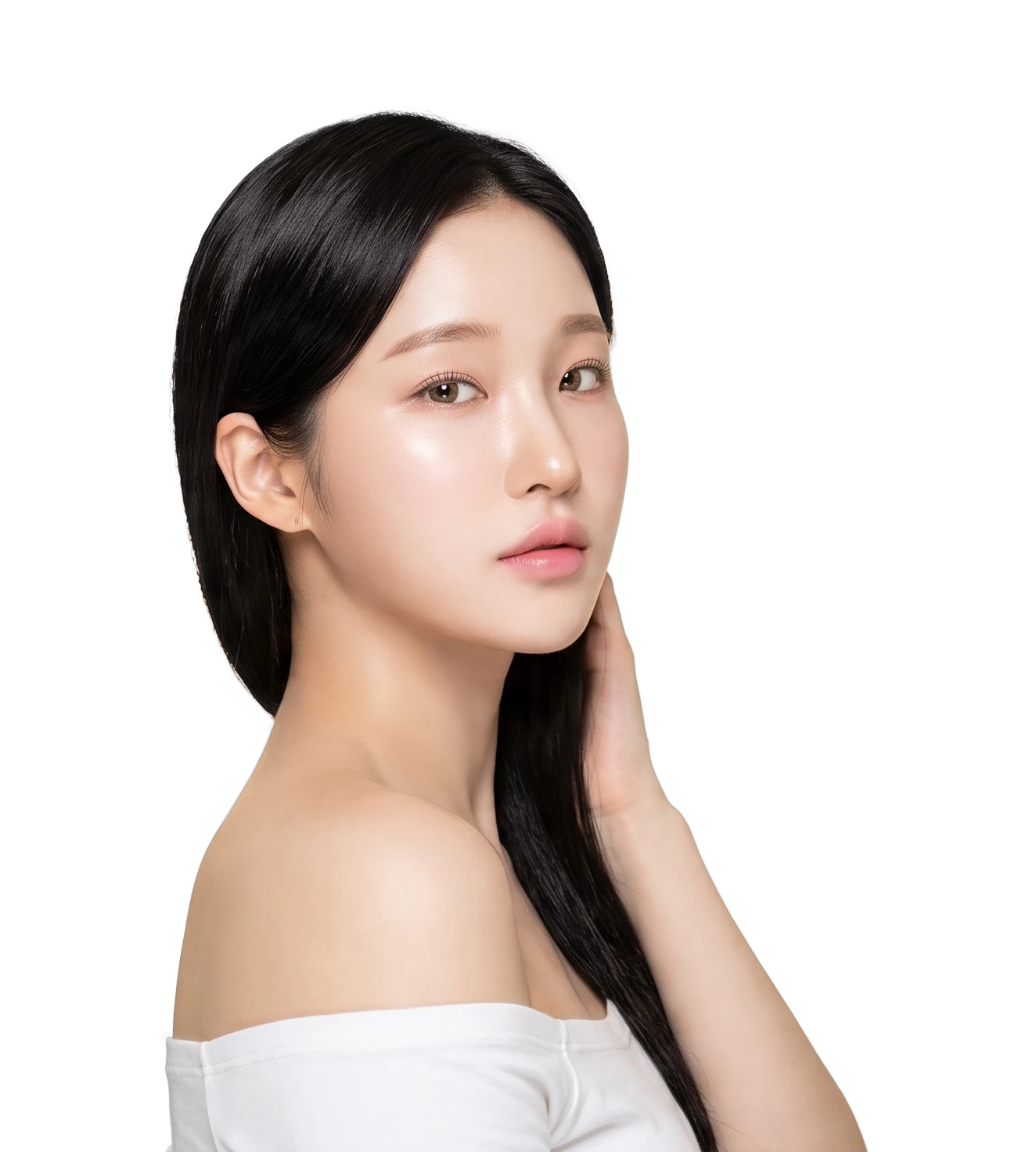 단정한 턱선의 여성 상반신 컨셉 이미지