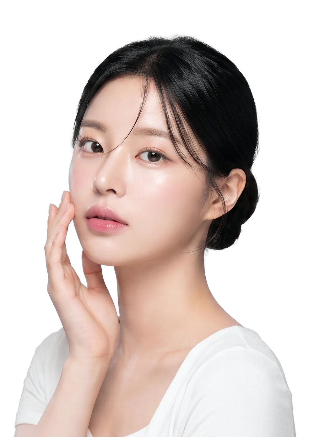 단정한 턱선의 여성 상반신 컨셉 이미지