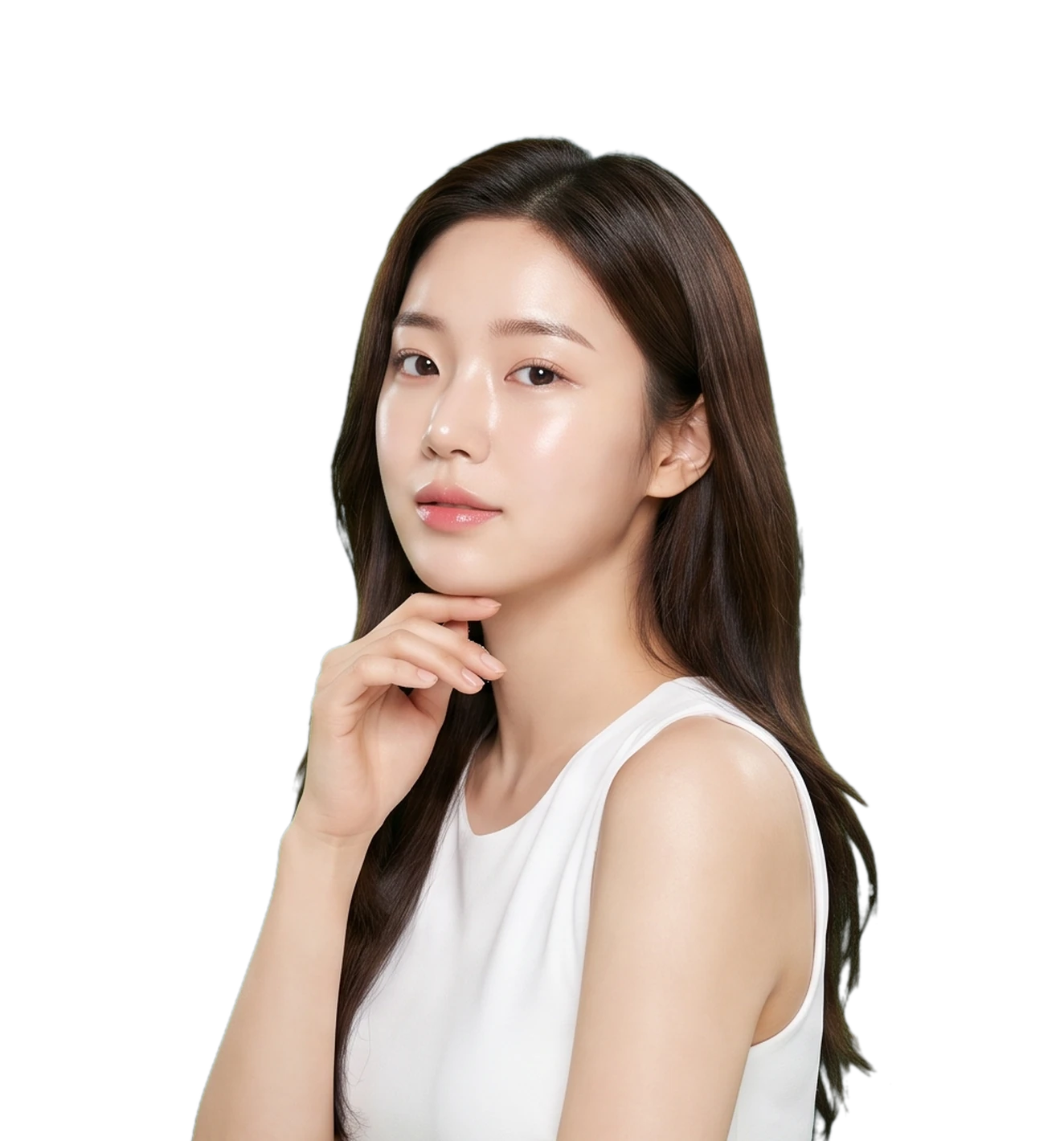 단정한 턱선의 여성 상반신 컨셉 이미지