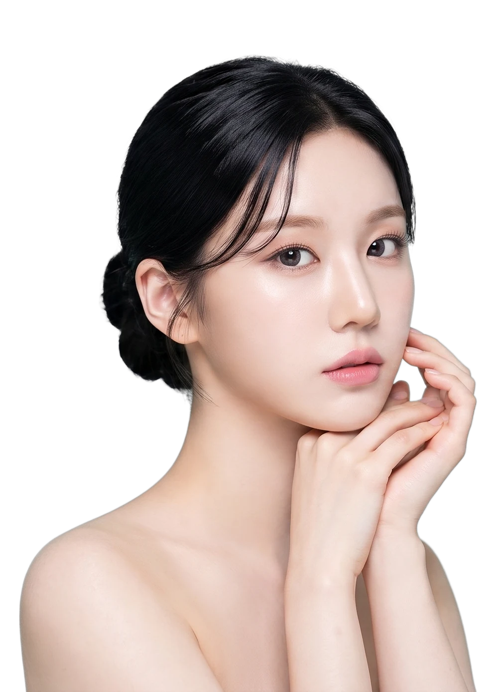 단정한 턱선의 여성 상반신 컨셉 이미지