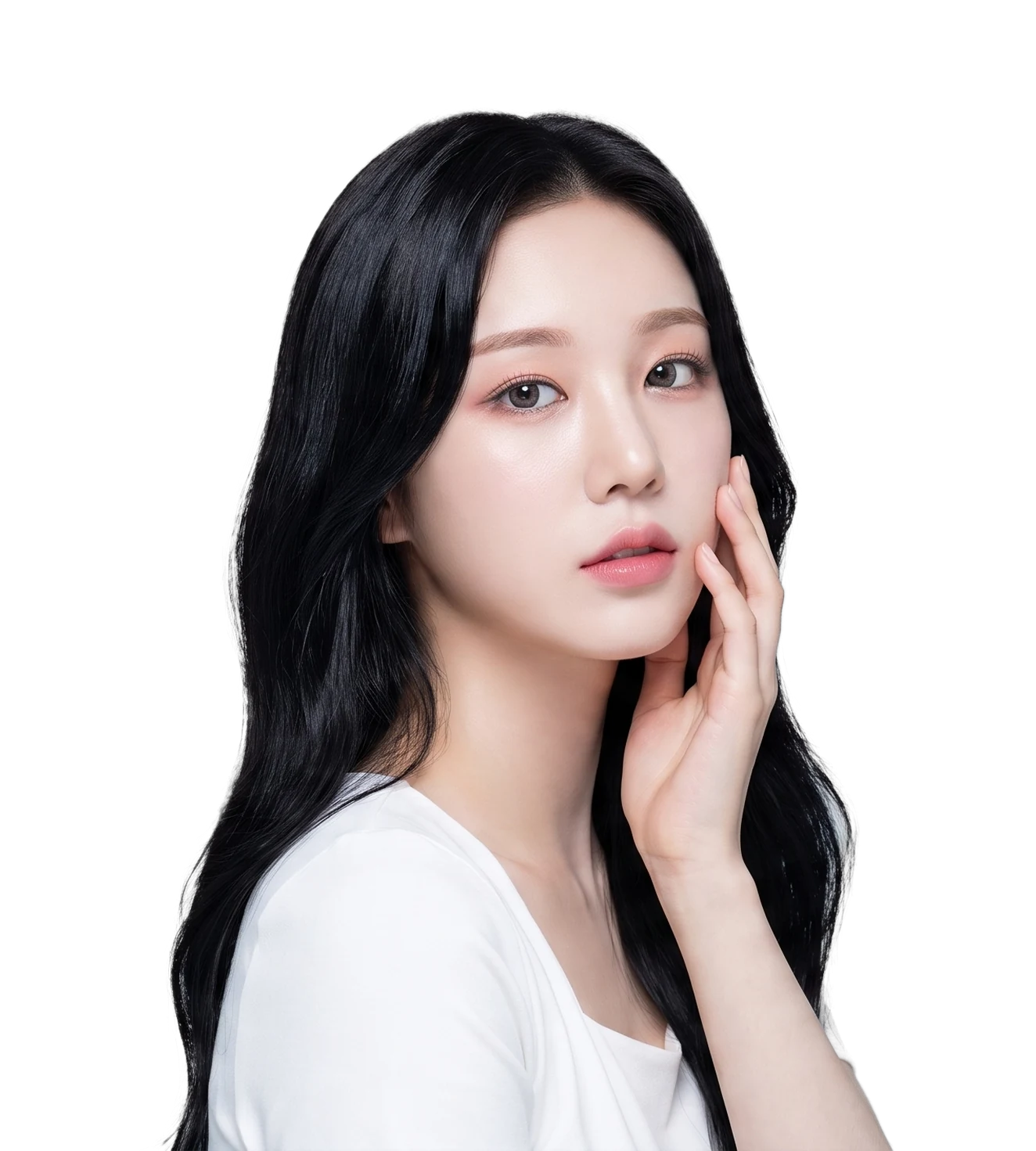 단정한 턱선의 여성 상반신 컨셉 이미지