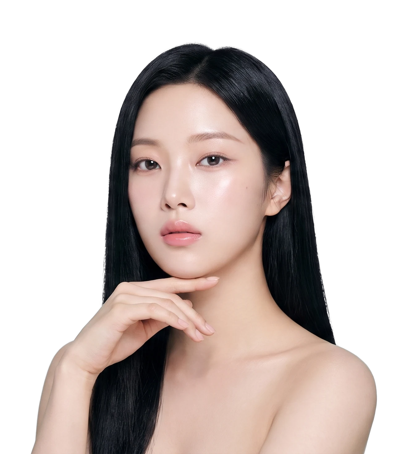 맑은 피부결의 여성 상반신 컨셉 이미지
