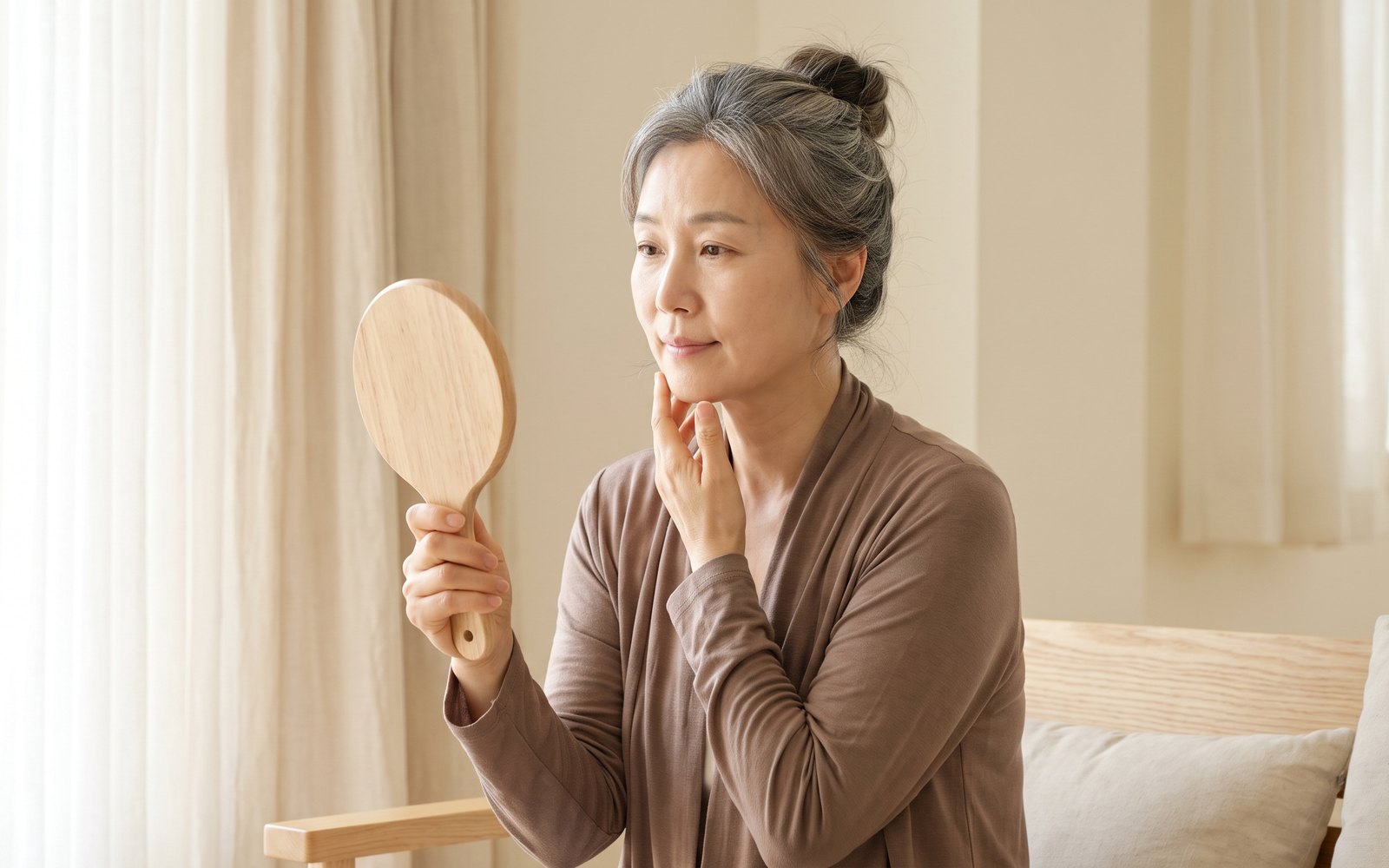 피부 노화가 진행된 중장년 여성 컨셉 이미지