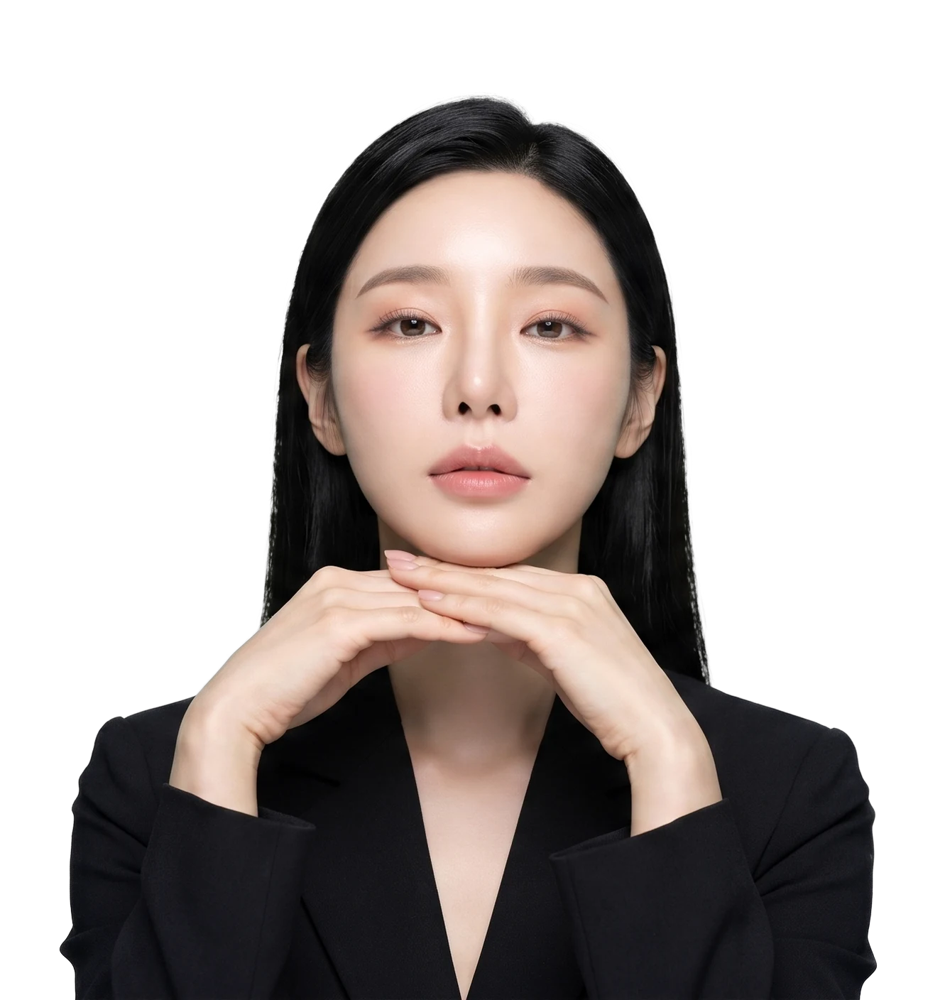 맑은 피부결의 여성 상반신 컨셉 이미지